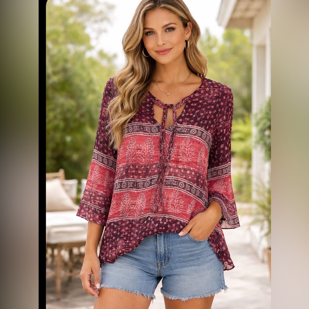 Rory beca large boho shirt silk blend 941